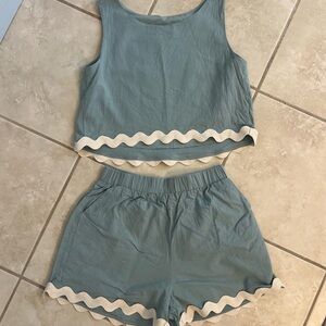 Blue Women's Shorts with White Trim